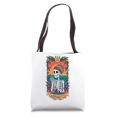 Cannabitch Skeleton Weed Smoker Rasta Hippie Design Tote Bag