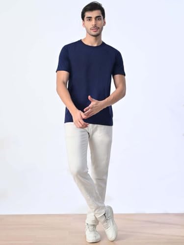 Image of Men's Plain Cotton Crew Neck T-Shirt Regular Fit Short Sleeve Tee