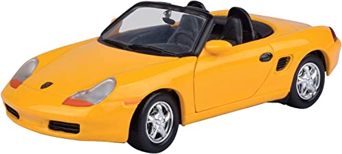 Cabriolet Porsche Boxster 986 jaune miniature au 1/24 avec habitacle détaillé