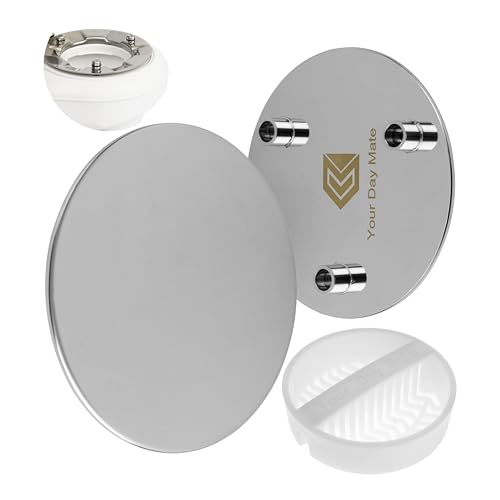 Edelstahl Abdeckhaube und Haarsieb Set für Duschabfluss Ø 115 mm kompatibel mit Viega Tempoplex Ablaufgarnitur ab Baujahr 2006 Deckel für Duschwanne mit Ablaufloch Ø 90 mm weißer Haarfilter Fänger