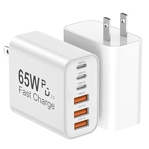 USB C Charger Block, 2-Pack 65W 6-Port USB C Wall Charger iPhone Charger Fast Charging PD Power Adapter+QC Wall Plug Multiport Type C Brick Chargers for iPhone 17 16 15 14 13 12 11 Pro Max XS,Samsung