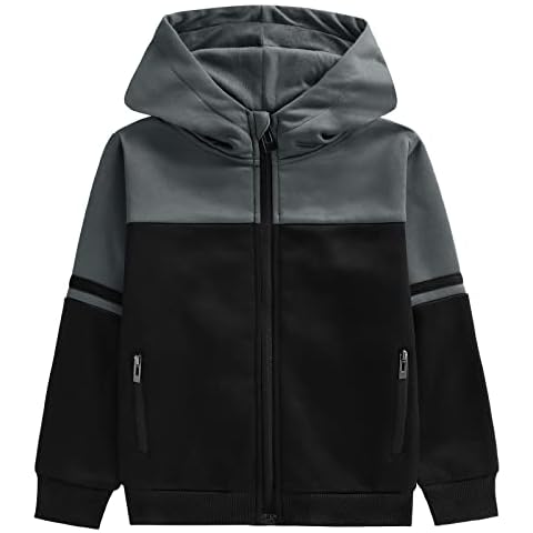 LLdress Baby Jungen Hoodie Kapuzenpullover mit Zipper Fleecejacke Warm Kapuzenjacke Causal Frühling Herbst Outdoor Sweatjacke Mit Kapuze Hooded Jacket Pullover(029-Grau 5-6 Jahre) Cover