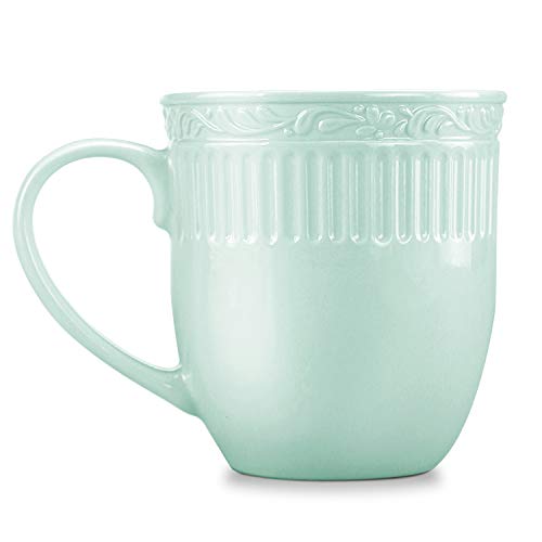 STAR MOON Ceramic Coffee Mug Tea Cup Roman Retro Style for Office and Home Volume 460ml  1556 oz Dishwasher Microwave＆Disinfection Cabinet Safe -Light Green Set of 2