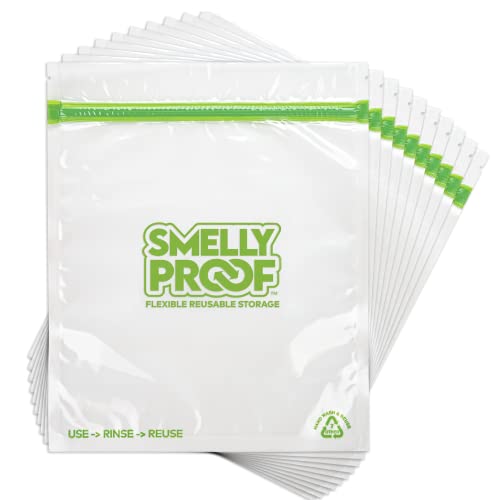 Smelly Proof Quart Meal Prep Storage Bags US MADE Reusable Food Storage Bags Freezer Bags Large Bags for Snacks Tools Craft Travel Dishwasher-Safe BPA FREE NO PEVA 3-mil 8.5 x 10 10-Pk