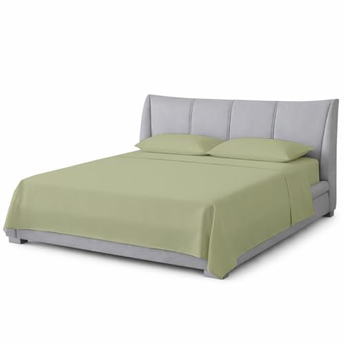 Shreem Linen Queen Waterbed Sheets, 4-Piece 100% Egyptian Cotton Attached Sheet Set with 15" Deep Pocket, Soft & Breathable Bedsheets for Water Beds, Sage Solid