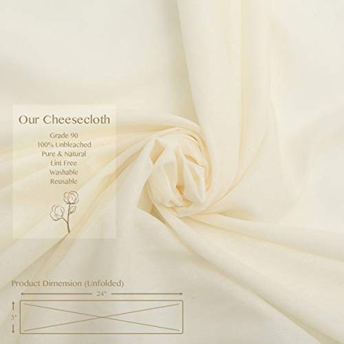 Image of Cheesecloth, Grade 90, 72 Sq Feet, 100% Unbleached Cotton Fabric, Ultra Fine Reusable Cheesecloth for Cooking, Straining (Grade 90-8Yards)