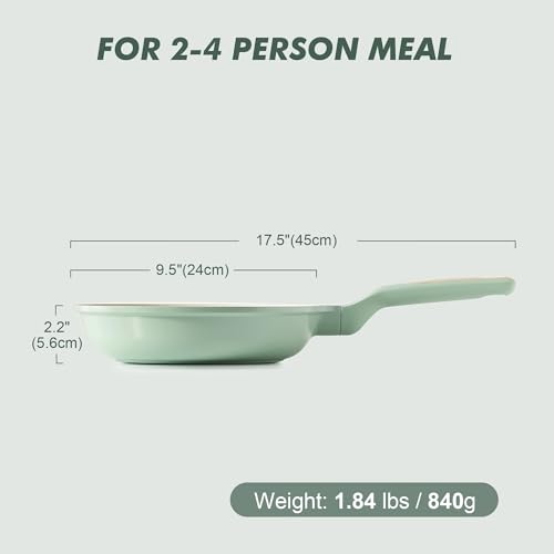 Image of SENSARTE Nonstick Ceramic Frying Pan 9.5-Inch, Healthy Non Toxic Skillet, Induction Compatible Omelet Pan with Heat Resistant Handle, PFAS-Free