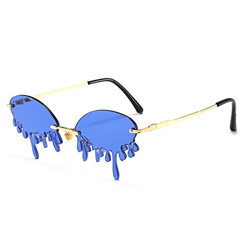 Tear Dripping shaped Flame Sunglasses Women/Men Narrow Design Rimless Colorful glasses for party Trending Streetwear eyewear