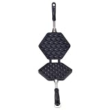 VICASKY Aluminiumlegierung Eierwaffelform Schwarz mit 30 Löchern Doppelseitige Backform für Haushalt und Teeladen Leichtes Lösen für Gasherd Geeignet