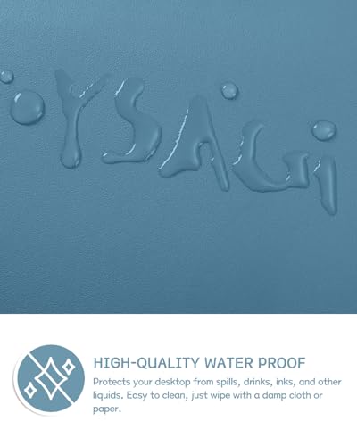 Image of YSAGi Non-Slip Desk Pad, Blue, 31.5 inch x 15.7 inch, PVC Leather, Ultra Thin, Waterproof, Easy Clean, Laptop Desk Writing Mat for Office /Home /Decor