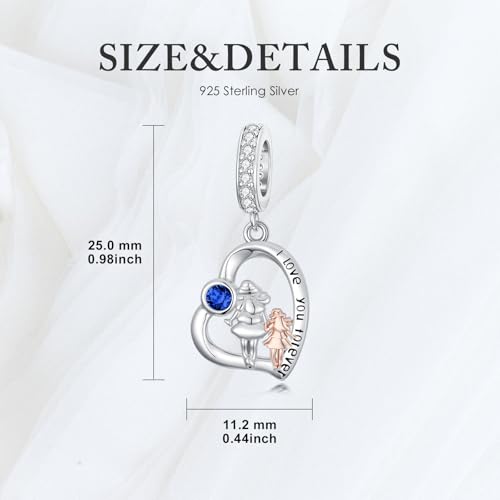 Image of PROESS Father Mother Daughter Charm fit Charms Bracelet Sterling Silver Charms for Bracelets Birthday Valentines Day Gifts for Daughter Mother Lover
