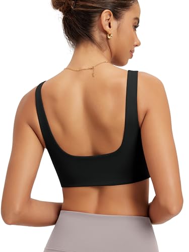 ODODOS Square Neck Sports Bra for Women Wirefree Non Padded Yoga Tank Workout Crop Tops
