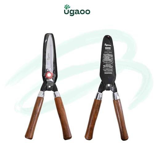 Image of UGAOO Hedge Shears for Gardening | Garden Shears & Garden Cutting Scissors | Plant Cutting, Hedge Trimming Scissors | Heavy Duty Garden Cutter Tool with Wooden Handle, 10 Inch Blade