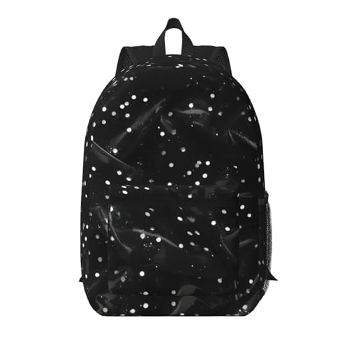 Sac à dos de voyage noir et blanc à paillettes 43cm à multi-poches