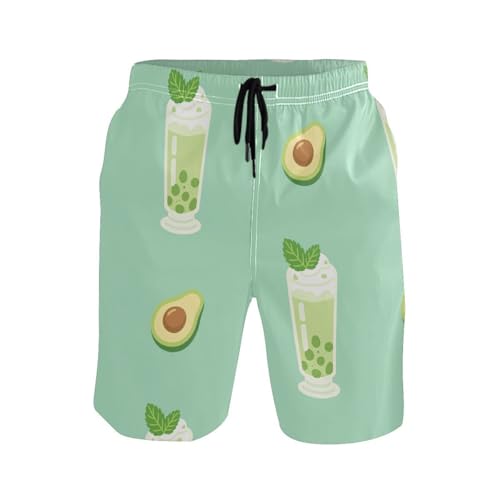 Summer Dessert Avocado Green Mens Swim Trunks Quick Dry Beach Shorts with Pocket S 23024982