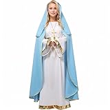 Design classique : avec une teinte rouge vif avec une bordure dorée classique, ce costume de Marie-Madeleine respire la noblesse et l'élégance, capturant l'essence sacrée du personnage biblique