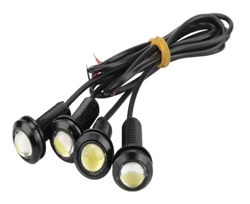 4PCS 18MM Motorcycle L-ed Fit for Eagle Eye Driving Lights Super Bright DRL Daytime Running Lights Fog Lamp Reversing Stop Light(White)