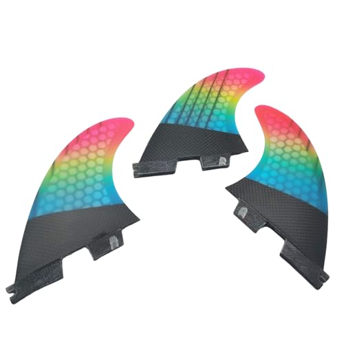 G5 Fiberglass Surfboard Fin Carbion Fiber for Enhanced Control & Stability - Compatible with FCS Or FSC2 M5 Rainbow Blue Red Toolless (FCS2+Ranibow) - Thumbnail 2
