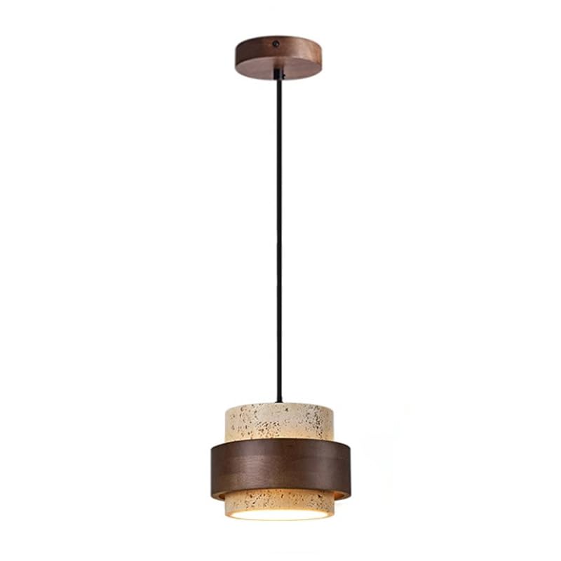 TOKTOP Hanging Lamp in Yellow Travertine Pendant Light Vintage Creative Decoration Chandelier GX5.3 Wood Ceiling Light for Living Room Kitchen Dining Room Bedroom