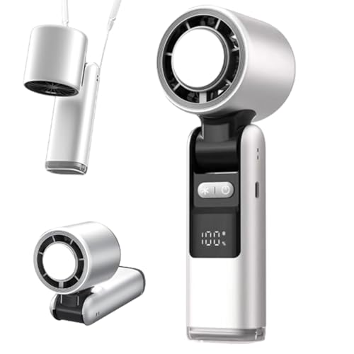 Handheld Turbo Fan With Ice Cooler, Multifunction Portable Handheld Turbo Ice-Cooling Fan, Portable Semiconductor Ac Fans With Cold Air Like Gel Pad Tech, 5 Gears (White, Ice-Cooling type)