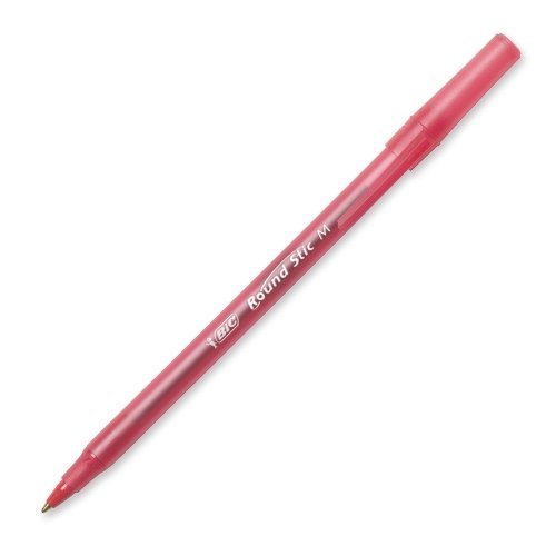 Caso Al por mayor de 25 – BIC redondo Stic bolígrafos pens-round Stic bolígrafo, Med. Punto, 12/BX, tinta roja