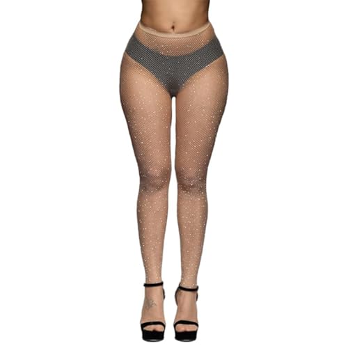 Image of Zaeinckk Women's Fishing Net Top Thigh Stockings Adorable Semi Sheer Shimmery Skin color