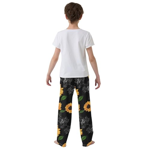 ALAZA Sunflower Leaf Blossom Pajama Pants Long Sleep Pant Pajama Bottoms Elastic Waist with Pockets3