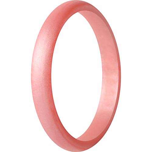 ThunderFit Women's Thin and Stackable 1 Ring Silicone Rings Wedding Bands 2.5mm Width - 2mm Thick (1 Ring - Rose Gold, 9.5 - 10 (19.8mm))