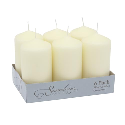 Stonebriar SB-SP-3548A 6 Pack Tall 3 X 6 Inch 65 Hour Long Burning Unscented Ivory Wax Pillar Candles thumb #1