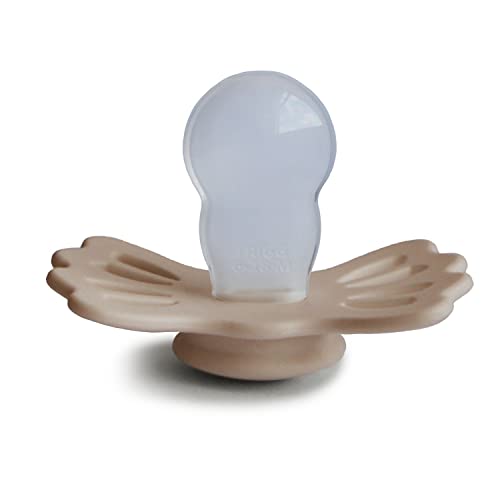 Image of FRIGG Lucky Symmetrical SilkySoft Silicone Baby Pacifier | Made in Denmark | BPA-Free (Pale Daffodil /Silky Satin, 6-18 Months)