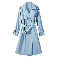 Vancavoo Trench Coat Femme Manteau Printemps Long Veste Blouson Classique Double Boutonnage Blazer Manteau Jacket Coat Automne Hiver Outwear,Bleu,XL