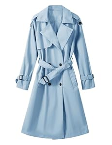 Tuopuda Trench Femme Printemps Automne, Trench Coats Double Boutonnage, Blazer Manteau Jacket Long Col Rabattu Classique Coupe Vent Veste OL Bureau Affaires Outerwear Léger Casual, Bleu, S