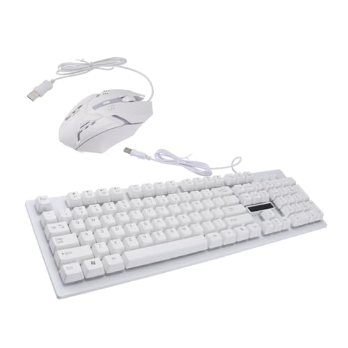 Clavier mécanique et souris gamer filaire blanc 104 touches pour session de nuit