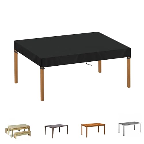 SIMPHAUS Schutzhülle Gartentisch Abdeckplane für Tischplatte Schutzhülle Terrassentisch Abdeckung für Gartentisch Plane für Tisch Abdeckung Wetterfest UV-Beständiges 420D Oxford Gewebe 120x70x15cm