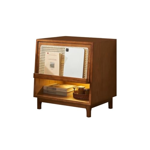 Mesita de Noche Mesita de noche de madera nórdica, mueble auxiliar for sofá, mesa auxiliar de ratán, mueble de almacenamiento, mueble de almacenamiento de esquina Mesas Auxiliares Mesita de Noche para