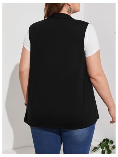 Image of Milumia Women's Plus Size Sleeveless Open Front Lightweight Casual Cardigans Black XX-Large Plus