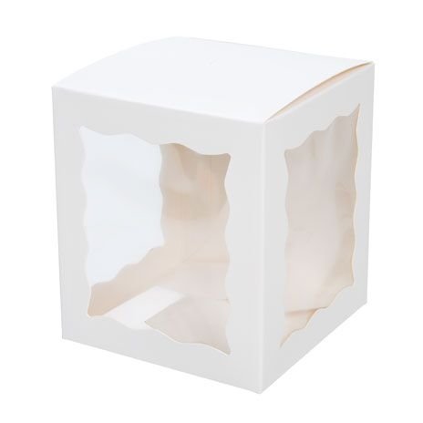 Clearbags 4" X 4" X 4 5/8" White Craft Paper Window Box With Attached Pet Sheet(25 Pieces) | Gift Box With Top Hole For Sticks | For Treats, Caramel Apple, Wedding Or Party Favors | Wgwg349 #TOP1