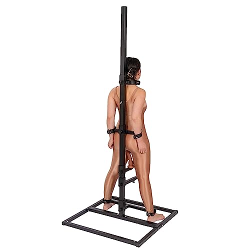 KIDYBO Spreizstange Bondage Set mit Handschelle+Fußfesseln+Halsband, Metall Zurückhaltung BDSM Bestrafung Kreuzigung SM Domina Sklave Extremer Sex X Rahmen Pranger Strafbock Sexmaschine Fesseln