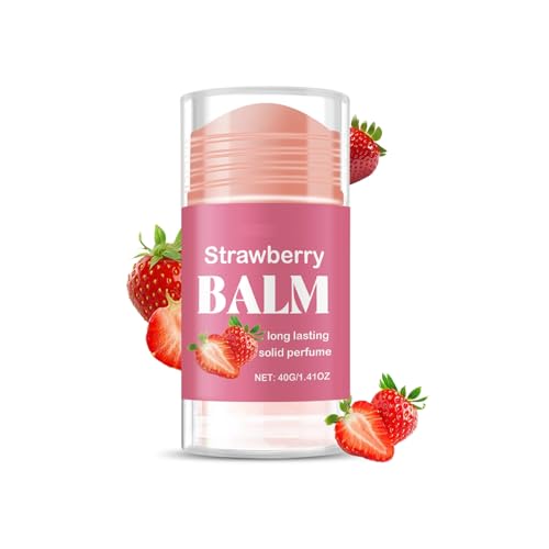 XJBD Strawberry Solid Perfume Stick, Portable Perfumes for Women's Fragrances, Natural Fruit Scent, Long Lasting Fragrances Travel Perfume Balm, Lightweight and Non Sticky, 1.41oz