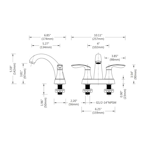 Bathroom Faucet, 4 Inch Bathrooms Faucets for Sink 3 Hole, Centerset Bathroom Sink Faucet with Pop Up Drain and cUPC Lead-Free Hose(ORB)