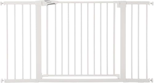 Image of Babelio 36-57" Extra Wide Baby/Dog Gate, Auto Close with Large Walk Thru Door,Safety for Pet, House, Stairs and Doorways, Pressure Mounted for Chlid, White