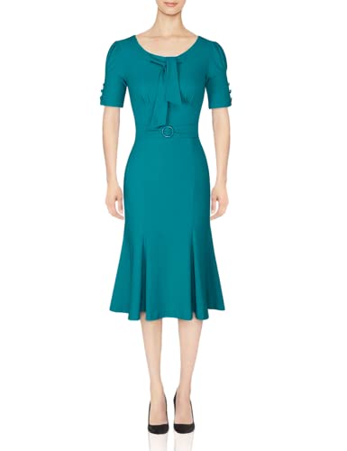 MUXXN Women's Ruched Tie Neck Slimming Package Hip Prom Junior Graduation Dress (Harbor Blue L)