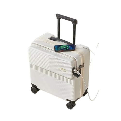 フロントポケット付き機内持ち込み手荷物、18/20インチ航空会社承認ABS+PCハードシェルスーツケース、USB充電ポートとスピナーホイール付き(A11,18in)