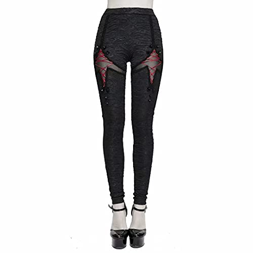 Leggings góticos punk para mujer con cordones cruzados y estilo atrevido 2