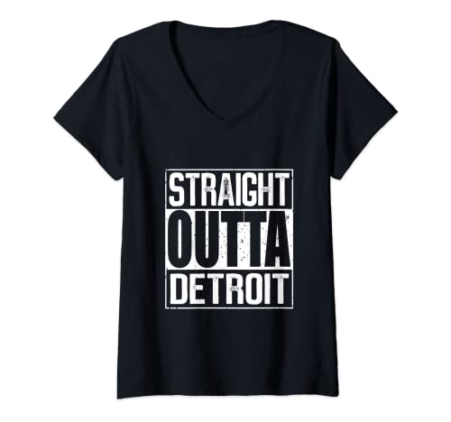 Womens Straight Outta Detroit V-Neck T-Shirt