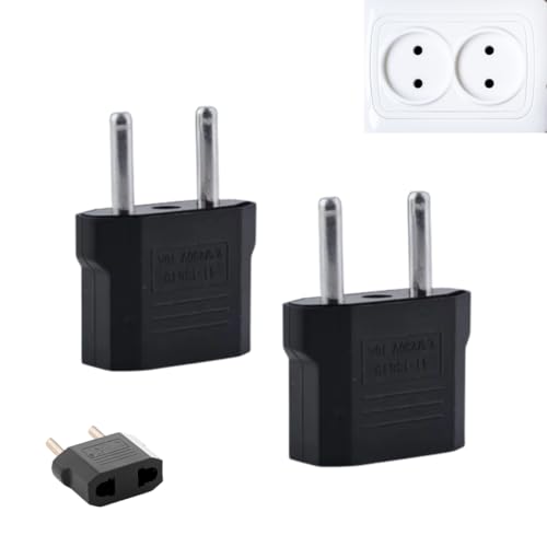 Image of Hi-Plasst Europe 2-Pin to India (2 Pieces) Travel Adapter (6A, 250V) - EU Power Plug Converter for Europe & Indian Sockets | 2pin Black - Works in China, France, Italy, Spain & India (Pack of 2)