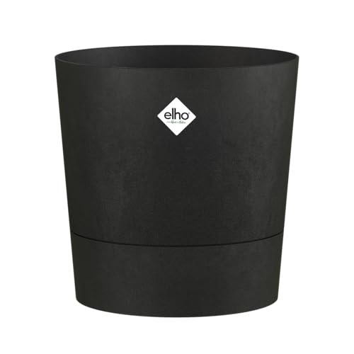 Elho FOSS Rond 35cm - Pot de Fleurs pour Intérieur - Plastique 100% Recyclé - Ø 34.5 x H 34.1 - Noir/Living Noir