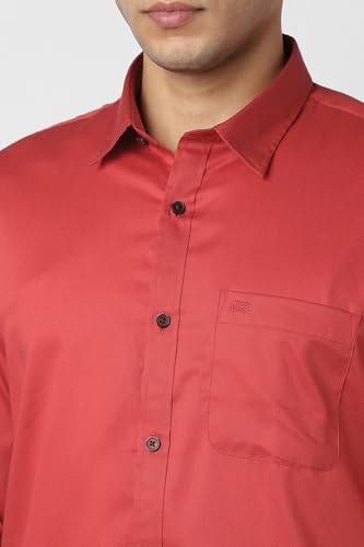Image of Peter England Men's Slim Fit Full Sleeve Casual Shirt in Twill Weave Cotton
