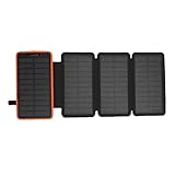 Keenso Solar Charger Power Bank, 20000mah Tragbares Telefonladegerät mit Dual -USB -Anschlüssen LED Light für Camping -Notfall (ORANGE)