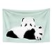 YongFoto 100x70cm Cartoon Tier Zeichnungs Wandteppich, Netter Panda Handmalerei Wandteppiche Schwarze Augen Weißes Haar Hellblauer Hintergrund Wandteppich für Kinderzimmer Dekor Sofabezug Teppich